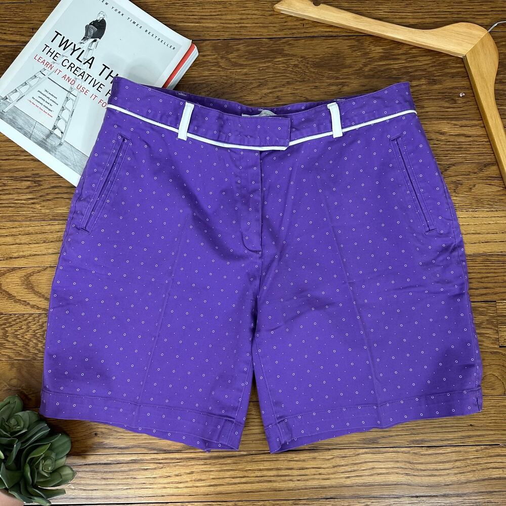 Lady Hagen Purple Circle Pattern Mid Rise Shorts